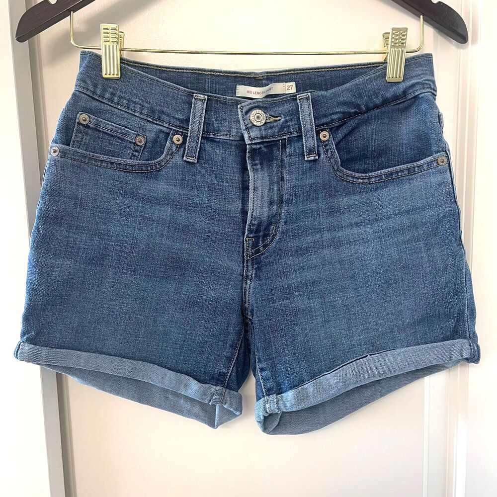 Levi's Women's Mid Length Blue Denim Jeans Short Pant Size 27